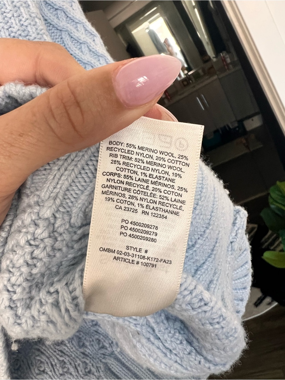 Aritzia Sunday Best Heritage Knit Merino Wool Crew Sweater Light Blue Size XS - Picture 7 of 10